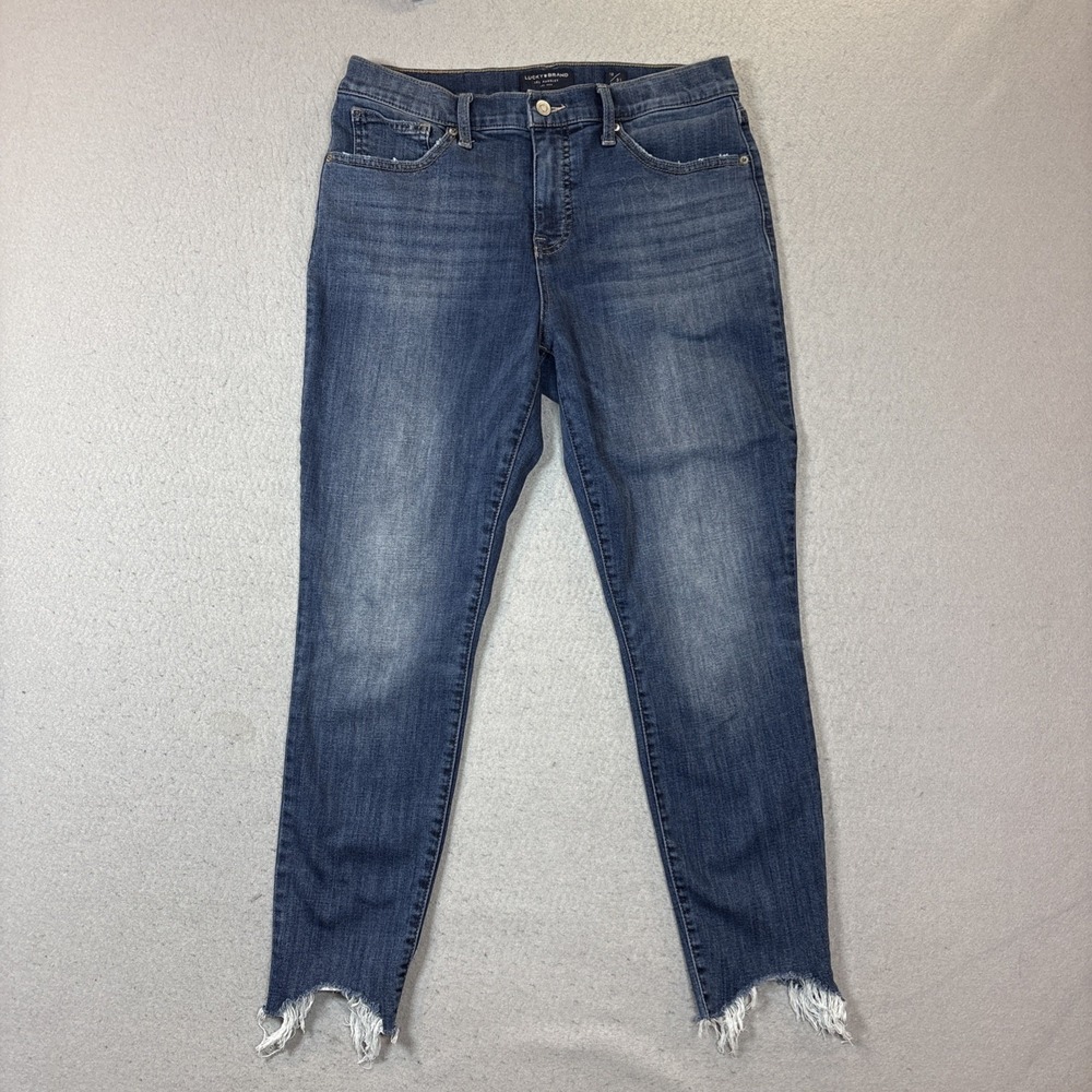 Lucky Brand Ava Mid Rise Skinny Jeans Women's 12/31 Ankle Stretch Denim Raw Hem